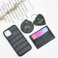 Customized Name Card Holder Leather Heart Keychain Embossed Crocodile Leather Phone Case For IPHONE