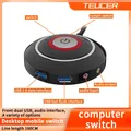 TEUCER Computer Desktop Switch Button With Dual USB Audio Desktop Host External Start Button Paste