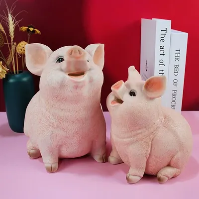 1 PCS Cute Large Piggy Bank Creative Animal Shaped Coins Storage Box Simple Lovely Resin Pig Statues