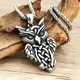 Fashion Retro Nordic Viking Owl Necklace For Men Women Stainless Steel Animal Pendant Personality