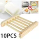 10Pcs Natural Wood Soap Dishes Portable Prevent Mildew Drain Soap Tray Holder Dish Storage Bath