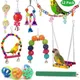 12pcs Pack Bird Toy Cage Bird Accessories Wood Parrot Toys Bird Toy Swing Suspension Bridge Ball