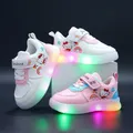 LED Kids Shoes for Girls Cute Cartoon Hello Kitty Shoes Baby Girl Kawaii Canvas Shoes Soft Bottom