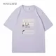 WAVLATII New Women Cotton T shirts Female White Flower Printed Tees Lady Dark Grey Casual Short