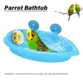 Bird Parrot Water Bath Tub For Pet Cage Hanging Bowl Parrot Parakeet Bird Bath+Mirror Birdbath