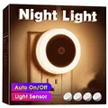 New LED Night Lamp EU US UK Plug Smart Light Control Round Energy-Saving Bedside Wall Lights for