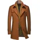 Thickened men's wool tweed trench coat scarf collar medium-length tweed coat coat men's clothing