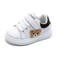 New Sping/autunno Baby Shoes Leather Toddler Boys Girls Sneakers Cute Bear Soft Sole White Tennis