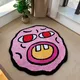 Cherry Bomb Pink Handmade Tufted Rug | Kawaii Room Decor | Small Bedroom Rug | Cartoon Circle Punch