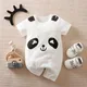 Baby Boys And Girls Newborn Children's Clothing Cute Cartoon Panda Comfortable Cotton Short Sleeved