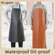 Leather Waterproof and Oil-Proof Pu Apron For Men Aquatic Slaughter Food Apron Adult Halter Black