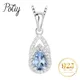 Potiy Pear Natural Sky Blue Topaz Pendant Necklace No Chain 925 Sterling Silver For Women Daily