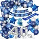 Men 40th 50th 60th Birthday Decorations Blue Balloon Birthday Sash Tablecloth Star Foil Balloon