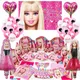 Disney Barbiee Birthday Party Decorations Supplies Balloons Gift Bag Paper Plates Cups Tablecloth
