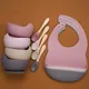 3PSC Food Grade Silicone Baby Feeding Set Baby Suction Bowl Waterproof Bibs Infant Tableware For