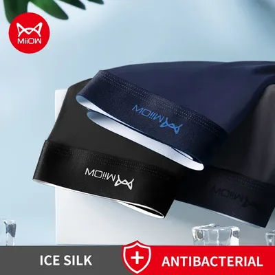 Miiow 3Pcs Ice Silk Men Boxer Shorts Underwear Antibacterial Brief Boxers Cueca Male Panties Fashion