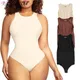 Tank Top Bodysuit Women Seamless Tummy Control Bodysuit Shapewear Sexy Crew Neck Thong Snap Waist