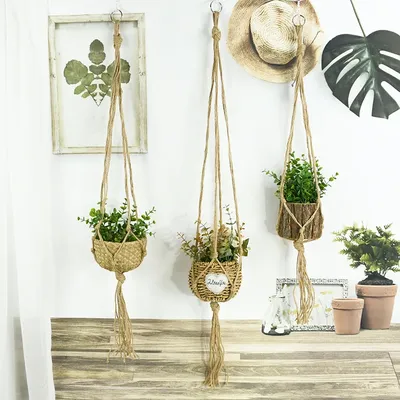 Gardening Plant Hanging Basket Cotton Rope Hanger Flower Pot Macrame Handmade Pot Pocket Home Wall