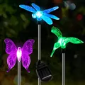 3 Pack Solar Garden Light Outdoor Solar Figurine Stake Light Color Changing Solar Landscape Light