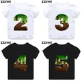 Mc Game Print Funny Boys Clothes 1 2 3 4 5 6 7 8 9 Years Birthday Number Bow Cartoon Kids T shirt