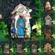 Miniature Fairy Elf Door Figurines Statues for Outdoor Yard Art Sculpture Wooden Ornaments
