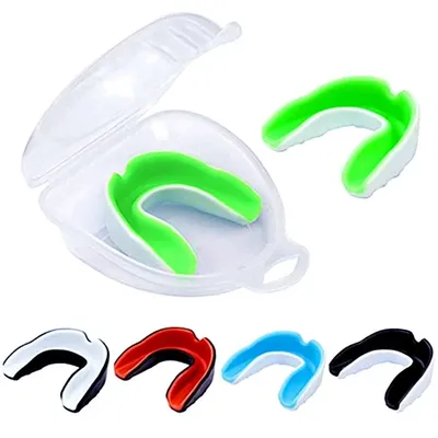 Two-colour Adult EVA Boxing Mouthguard Sports Teeth Braces Box Taekwondo Sanda Rugby MMA Mouth Guard Supplies with Box