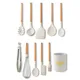 White Cooking Kitchenware Tool Silicone Utensils With Wooden Multifunction Handle Non-Stick Spatula