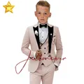 Abito da smoking per ragazzi Beige con risvolto a punta 3 pezzi Slim Fit per bambini abiti da