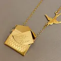 Envelope Locket Necklace Chain Necklaces Engraved Love Letter Hidden Message Charm Locket Necklace