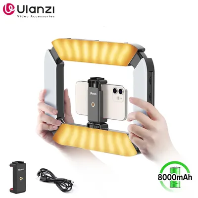 Ulanzi U200 Camera Ring Light Video Rig Fill Light for Smartphone Camera for Gopro 2500K-8500K with Phone Clip Video Light Kit