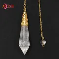 XSM Light Yellow Gold Color Natural Rock Crystal Stone Hexagon Pyramid Reiki Healing Pendulum