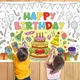 Birthday Coloring Books for Kids Coloring Poster Large Coloring Tablecloth for Boys Girls Happy