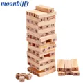 54PCS/Set Wooden Tower Building Blocks Toy Rainbow Domino Stacker Board Game Folds High Montessori