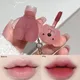Keychain Lip Gloss Waterproof Non-Stick Cup Long Lasting Moisturizing Cute Bear Matte Nude Red Lip