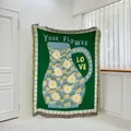 Casual Daisy Blankets Carpet Decor Flower Vase Blanket Carpet Sofa Woven Blankets Single Tapestry