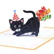 3D Pop UP Happy Birthday Greeting Invitation Cards With Envelope Postcards 3D Black Cat Birthday