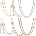 Rose Gold Vintage Silver Beaded Chain Adjustable Basic Necklace 925 Sterling Silver Necklace For