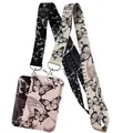 Black and White Butterfly Strap Lanyards for Keys Keychain Badge Holder ID Credit Card Pass Hang