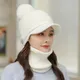 Winter Women's golf Flat Tongue Hat Two Piece Set Rabbit Hair Letter Warm Baseball Hat Ear