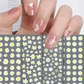 3d White Petals Florals Daisy Flowers Nail Art Stickers Adhesive Sliders Nail Decals For Nails