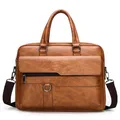 Luxury Briefcase for Men PU Leather Office Handbag Laptop Vintage Shoulder Business Messenger