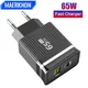 65W GaN Charger USB C Charger Quick Charge 3.0 Type C PD Mobile Phone Charger Fast Charging for