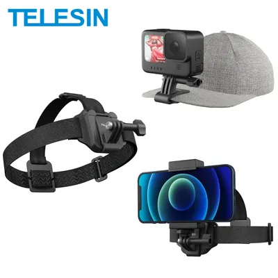 TELESIN 2 in 1 Head Strap Hat clip for Gopro 12 hero 11 10 9 8 7 Accessories Head Belt Strap Mount