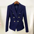 HIGH STREET più nuovo 2024 Classic Fashion Jacket bottoni leone argento da donna doppio petto Slim