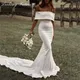 Abiti da sposa bianchi con spalle scoperte per la sposa donna sirena semplice Boho pieghe abiti da