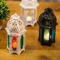High Quality Glass Crystal Moroccan Metal Hollow Candle Holder Lantern Hanging Candle Lantern Living