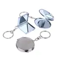 1PCS Round Heart Oval Square Shape Double Sided Cosmetic Mirror Metal Folding Keychain Makeup Mini