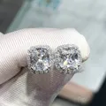 Huitan Classic Cushion Shape Stud Earrings with Brilliant Cubic Zirconia Stone Wedding Engagement