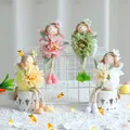 17/23cm Plush Flower Fairy Bunny Rabbit Dolls Hanging Ornaments Yellow Green Pink White 2024 Easter