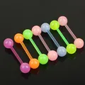 7Pcs Tongue Ring Barbell Body Piercing Jewelry Luminous Glow Acrylic Tongue Rings Nose Barbell Bars